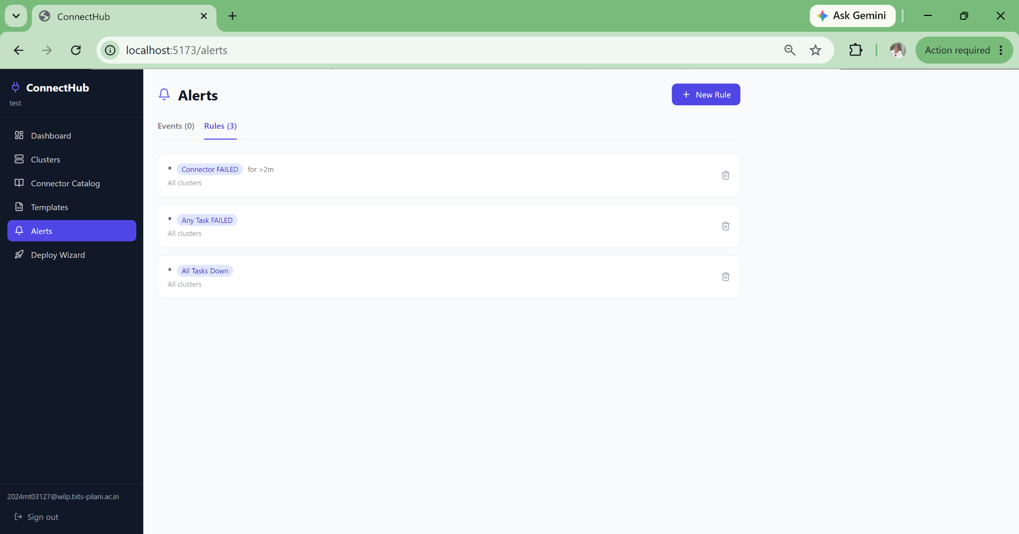 ConnectHub alert rules configuration