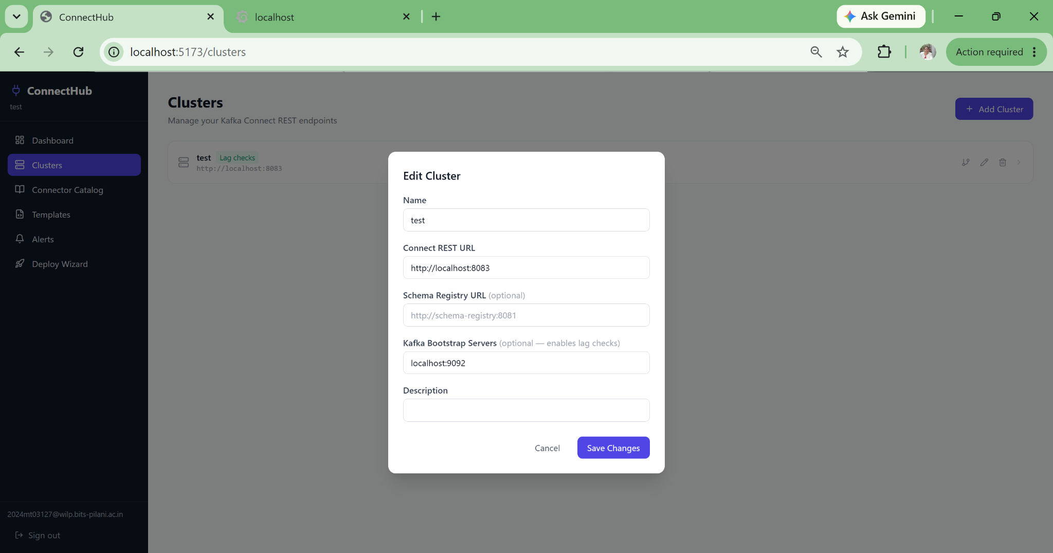 Edit cluster connection URL