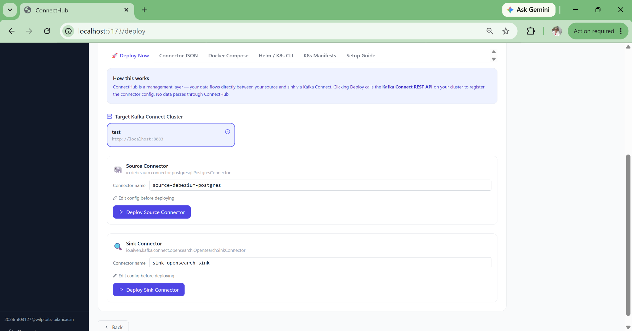 Deploy wizard step 6: deploy to Kafka Connect cluster