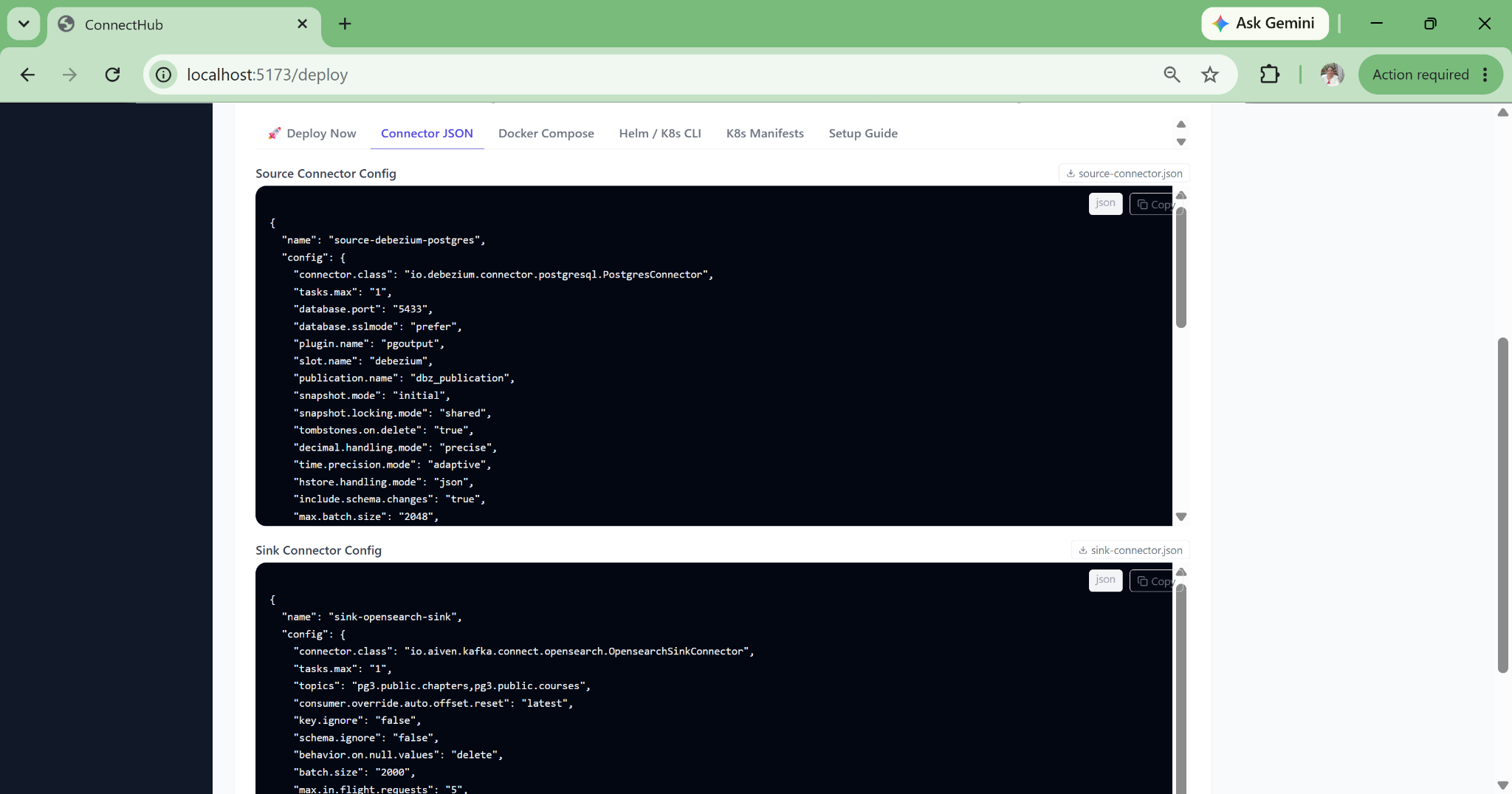 Generated connector JSON configuration
