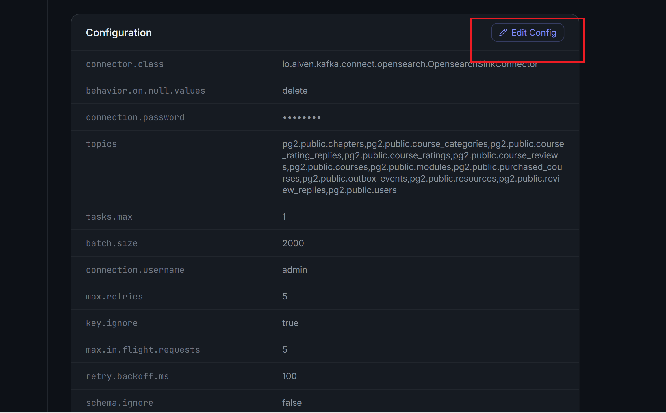 Edit source connector configuration