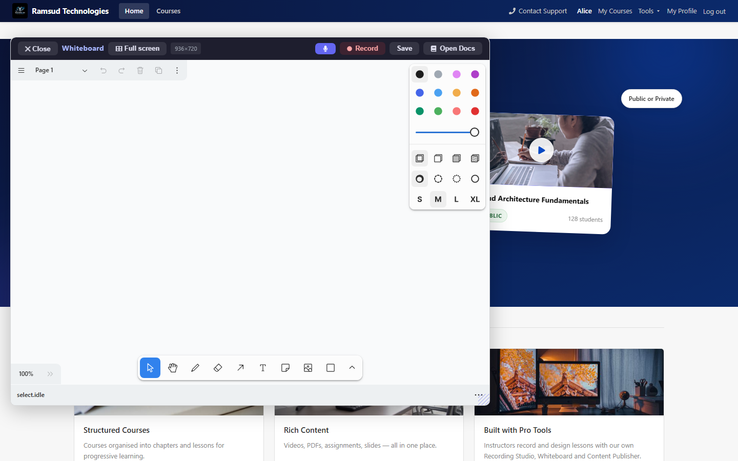 Interactive whiteboard tool rendered as a floating overlay