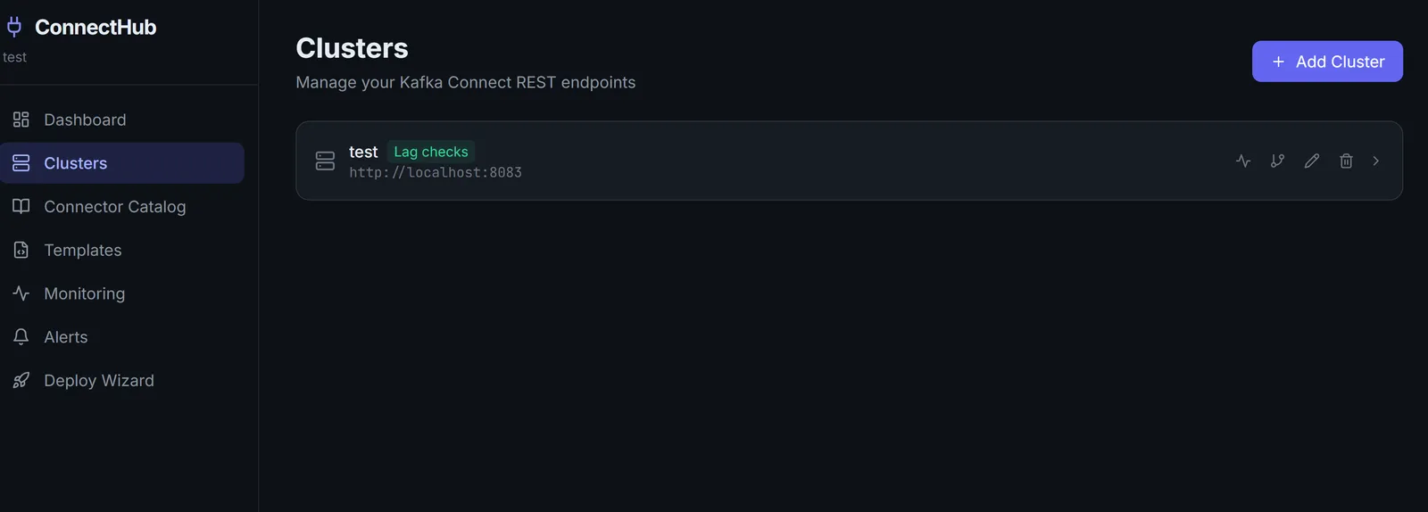 ConnectHub multi-cluster management dashboard
