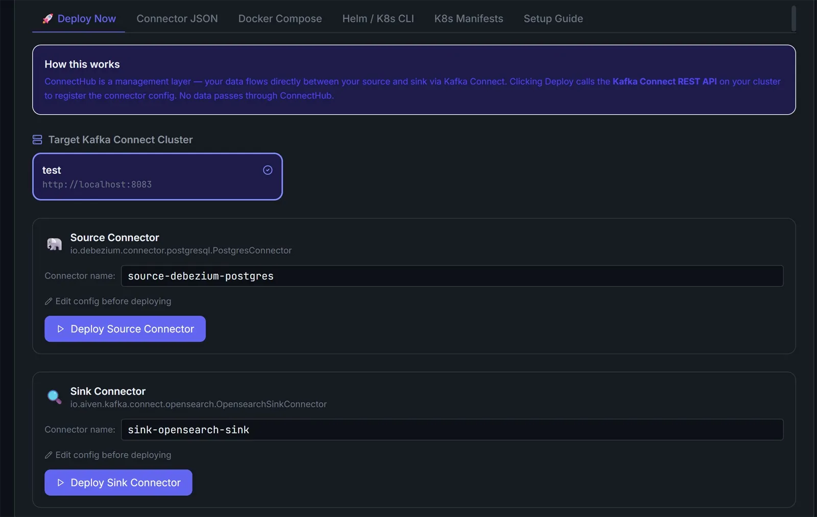 Deploy wizard step 6: deploy to Kafka Connect cluster