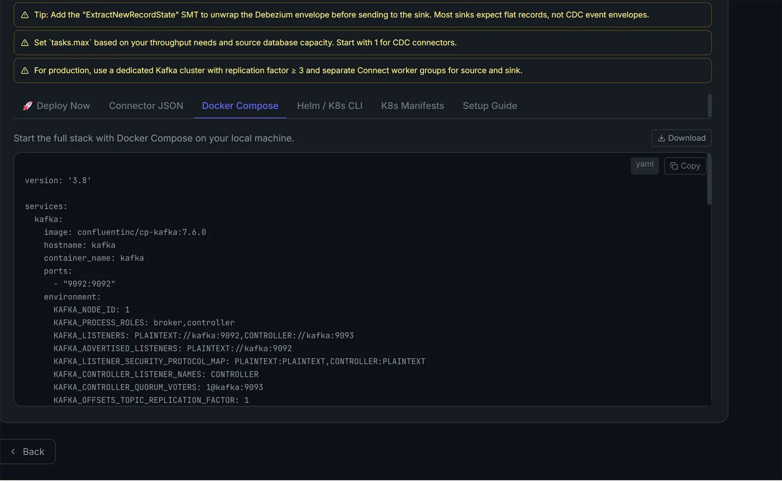 Generated Docker Compose stack
