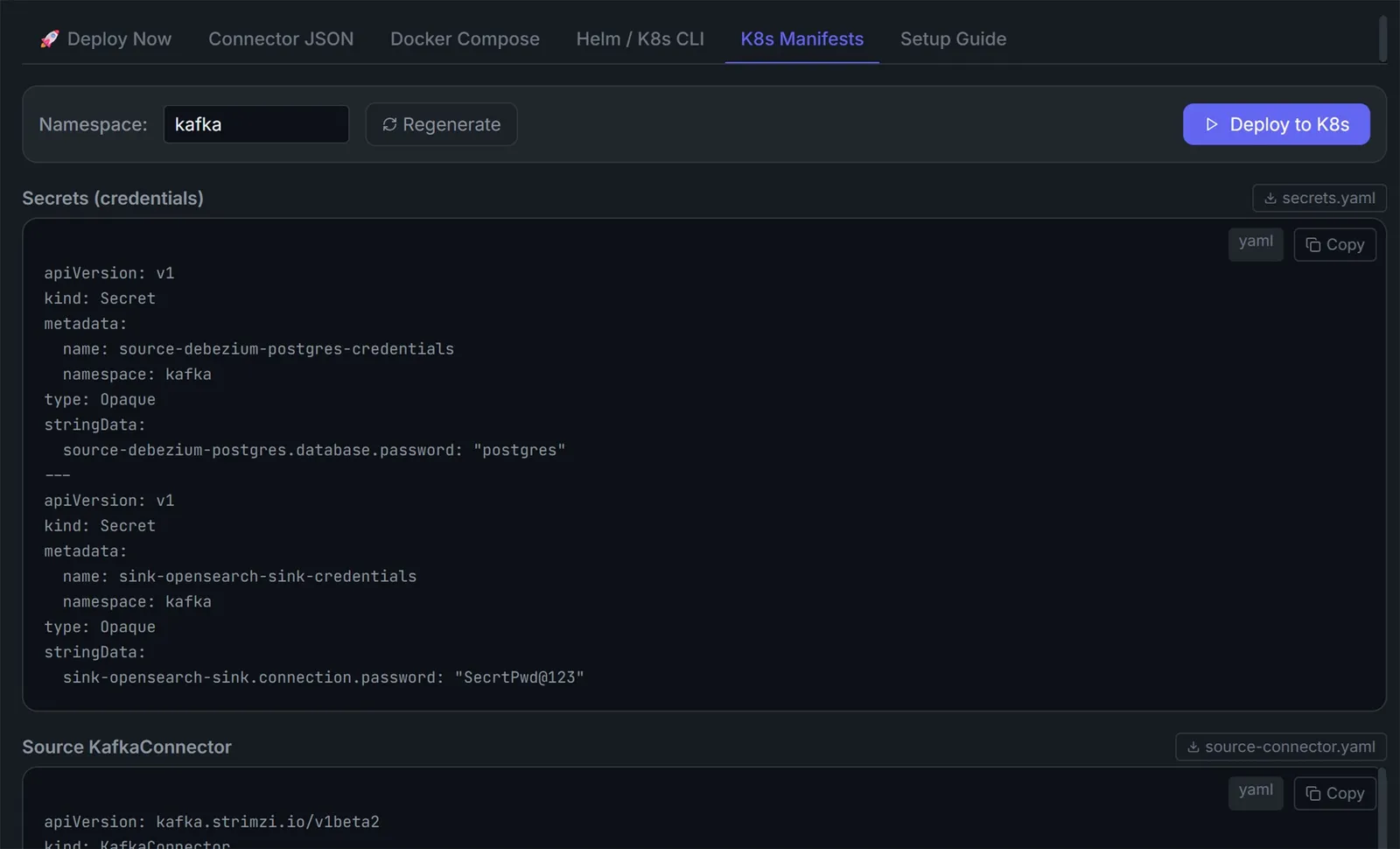 Generated Strimzi Kubernetes manifest