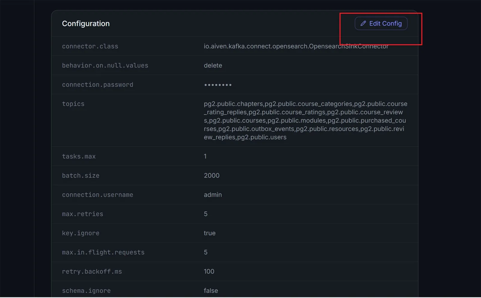 Edit source connector configuration