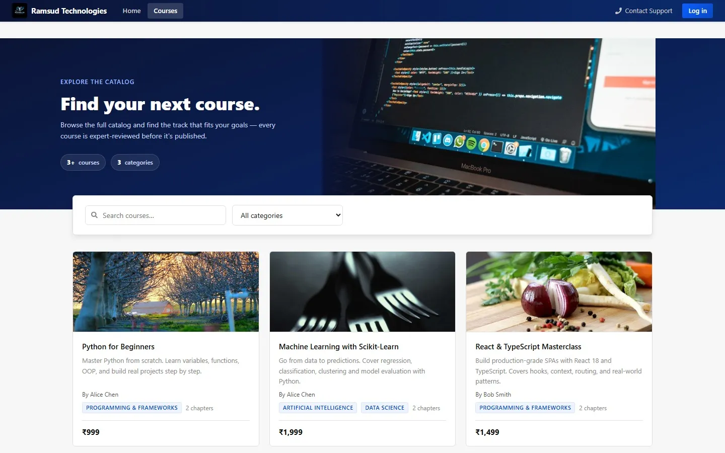 AI-generated course curriculum in the Ramsud EdTech platform