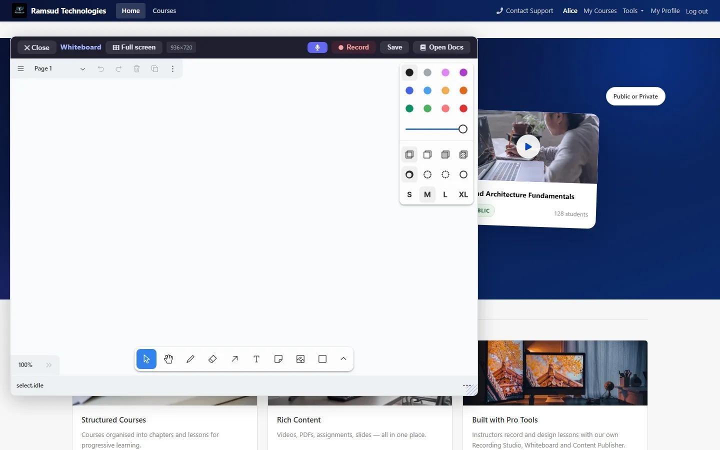 Interactive whiteboard tool rendered as a floating overlay